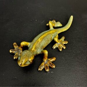 Golden Pond collection Green and Gold Reptile Figurine gold accents